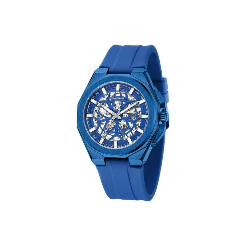 DANIEL GORMAN Daniel Golman Watch For Men Mechanical Movement Silicone Strap Watch Men's Watches Blue Dial-1