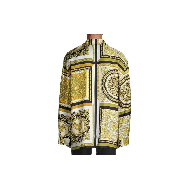 VERSACE Mixed Print Silk Shirt-4
