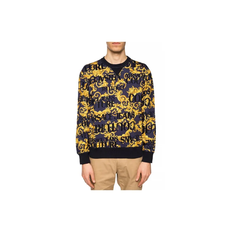 VERSACE JEANS COUTURE Crew Neck Sweatshirt Men's Blue Purple-3