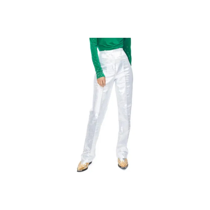 Rabanne H&M Shimmery Metallic Tailored Suit Pants Mens Silver-1