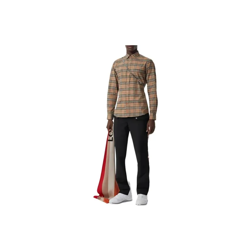 Burberry Men Small Scale Check Shirt Brown-6