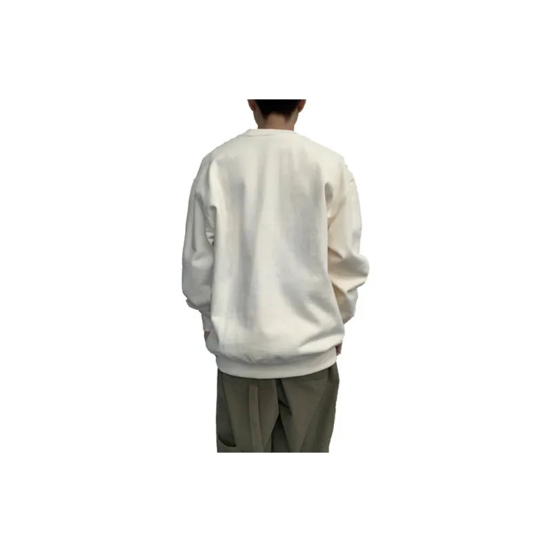 COVERNAT Crew Neck Loose Fit Regular Sweatshirt Unisex Ivory White-3
