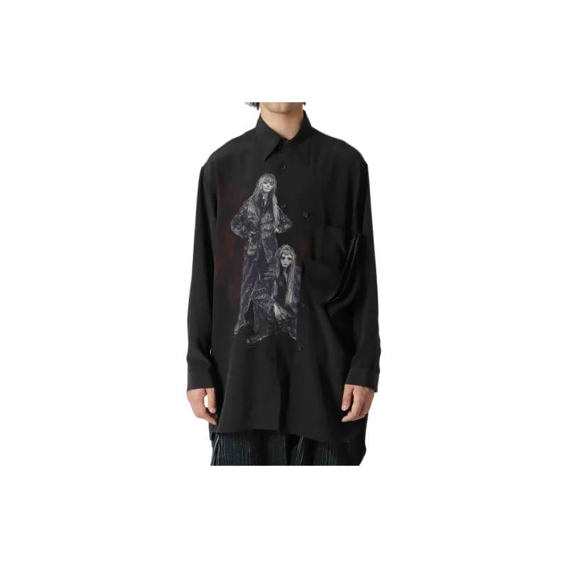 Yohji Yamamoto Graphic Printed Oversized Shirt-1