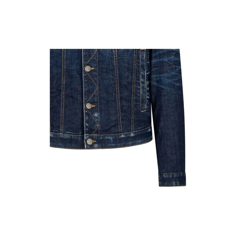 DSQUARED 2 Whiskering-Effect Distressed Denim Jacket-7