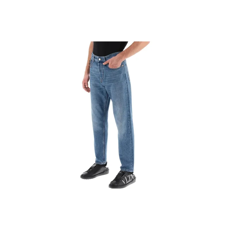Valentino Logo Patch Cropped Jeans-5