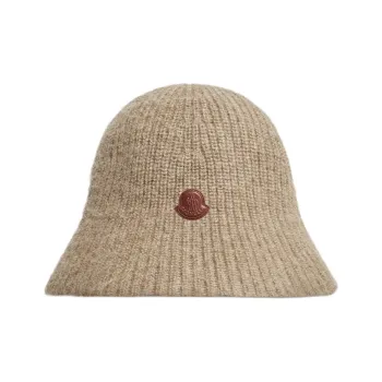 Moncler Mohair Bucket Hats Women's Sand Beige Yellow Color