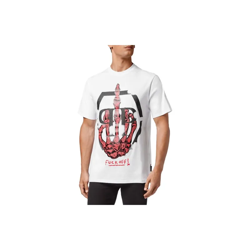 PHILIPP PLEIN Skeleton Logo Crew neck T shirt-4