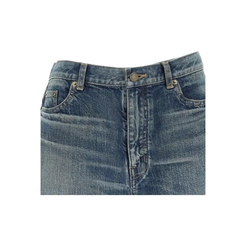 SAINT LAURENT SS22 Denim Shorts Men's Blue-4
