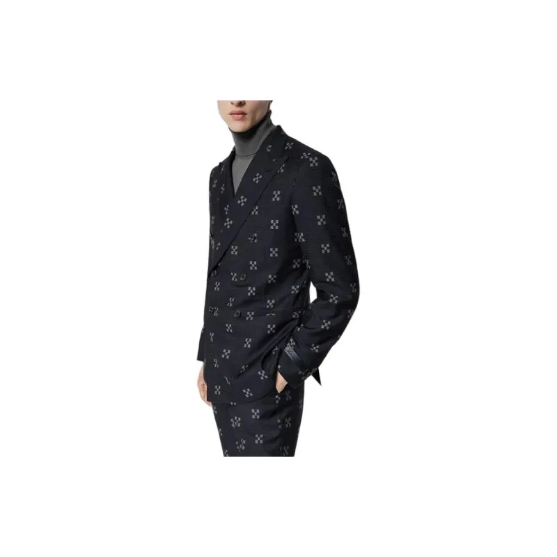 LOUIS VUITTON Double Breasted Wool Pont Neuf Jacket Jackets Coats Men's Marine Blue-3