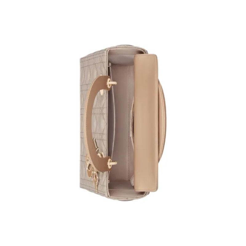 DIOR Lady Dior Cangrid Lambskin Shoulder Bag, Crossbody Bag, Handbag Medium Size Women's Cookie & Trench Coat Beige-4