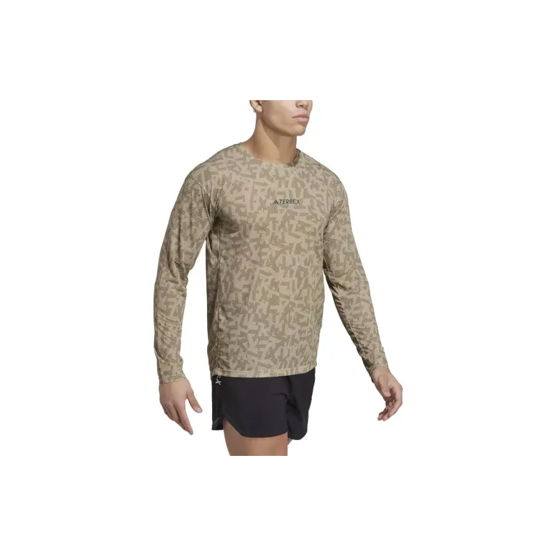 Adidas TRAIL LS GFX T-Shirt Men's Light Brown-3