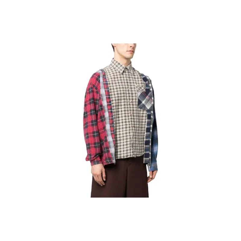 Needles Flannel Shirt 7 Cuts Wide Shirt-2