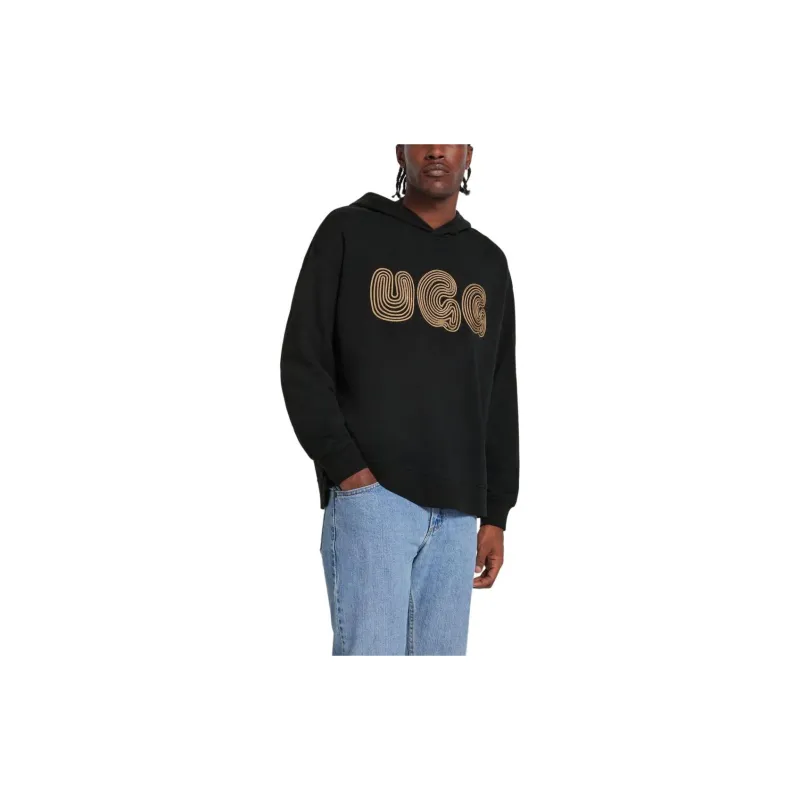 UGG Bubble Logo Hoodie Sweatshirt Unisex Black-2