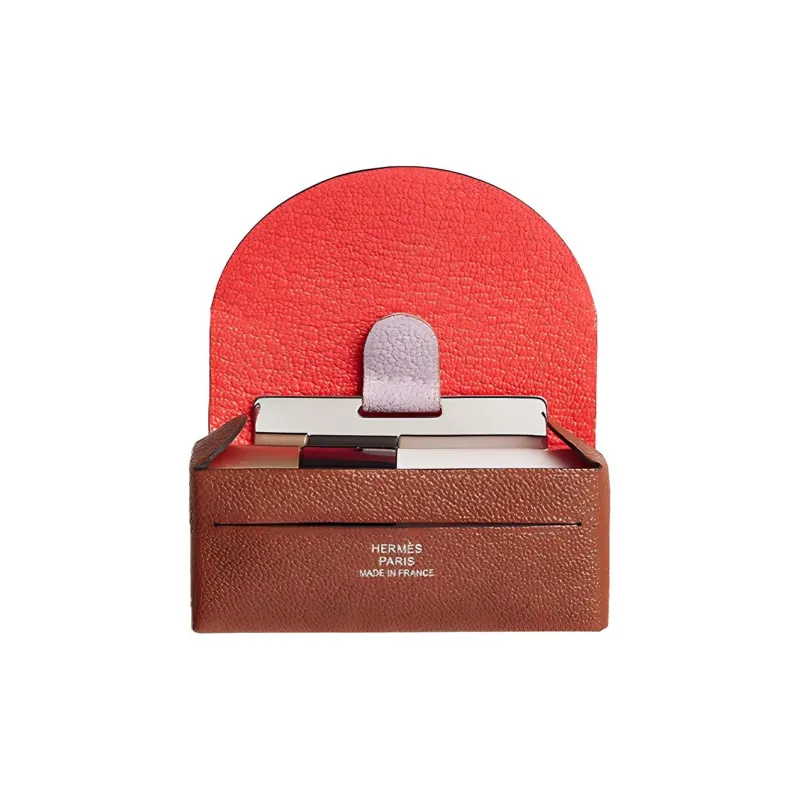 HERMES H Beauté Goatskin Lipstick Case Storage Bag Women's Copper/Texas Pink/Light Fuchsia-1