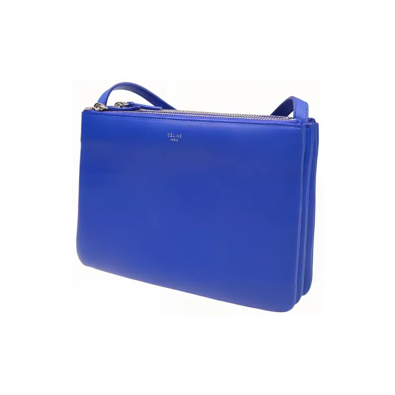 CELINE Trio Sheepskin Shoulder Bag Crossbody Bag Women's Blue-1
