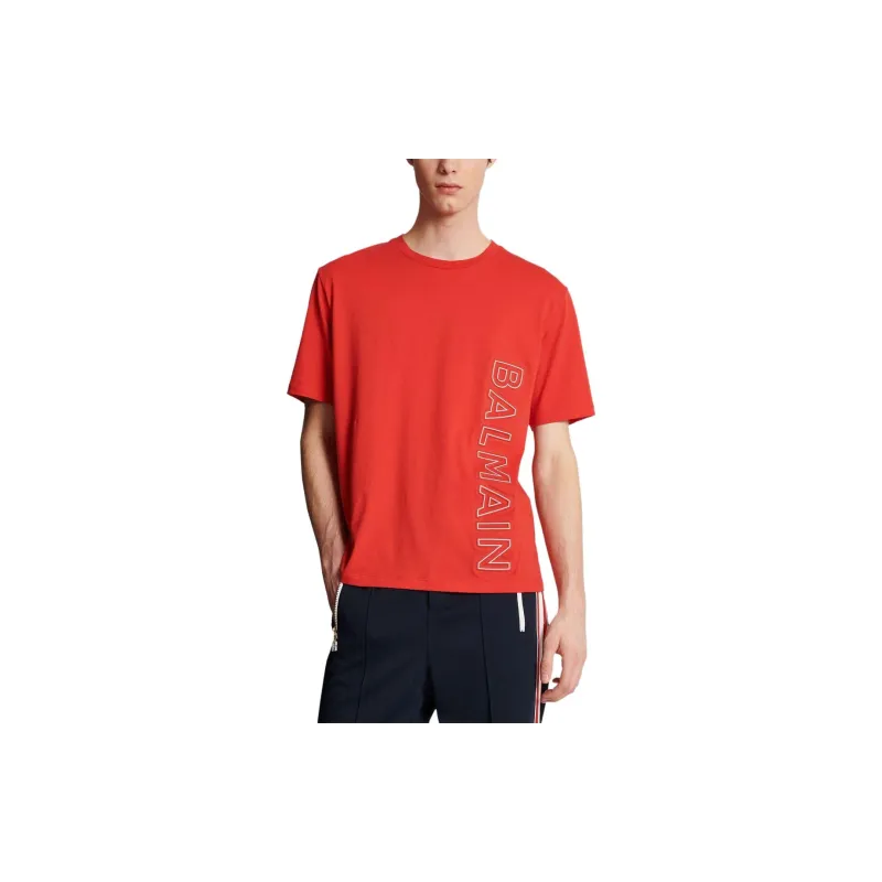 BALMAIN T shirt Balmain Embossé T Shirt Men's Red-3