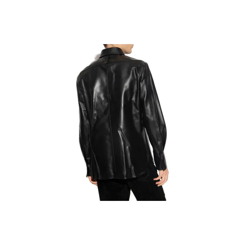 Ferragamo Long-Sleeved Leather Shirt-3