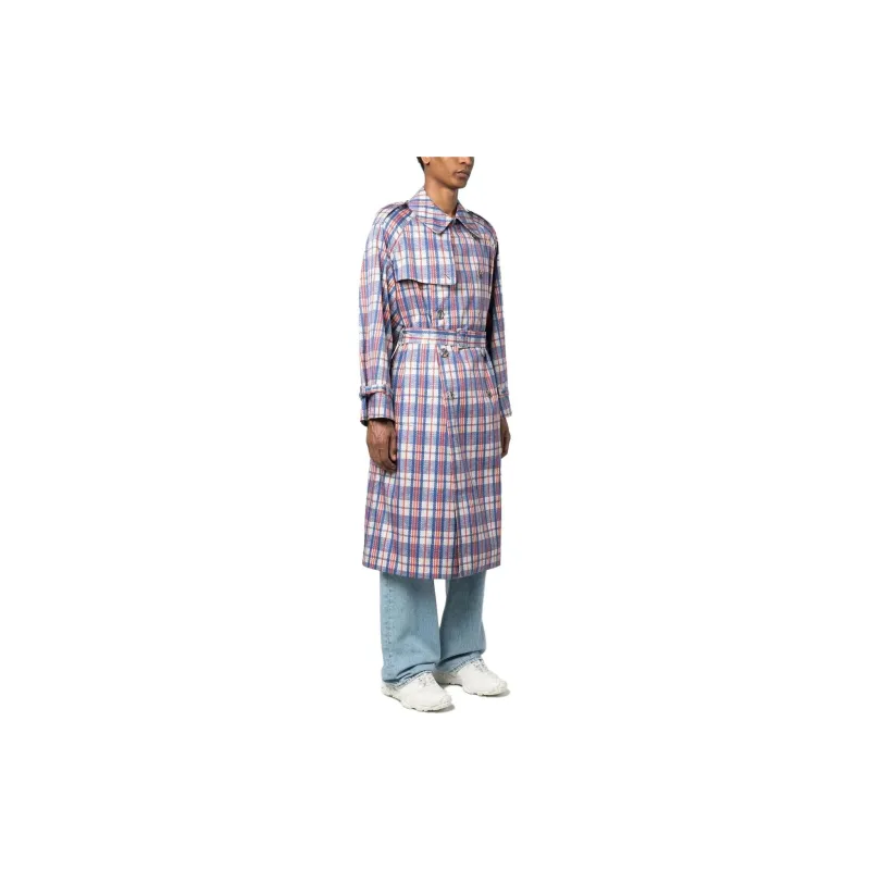 Vetements Check pattern Double breasted Trench Coat-2