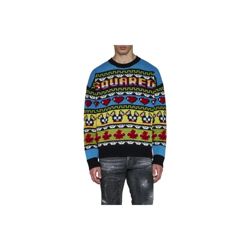 DSQUARED 2 Jacquard Crewneck Knitted Jumper-4
