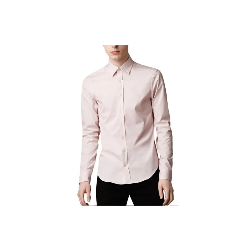 Burberry Mens Point Collar Single-Breasted Long-Sleeve Shirt Light Pink-3