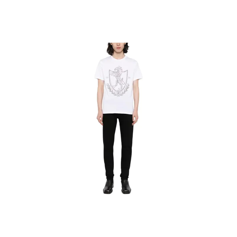 Roberto Cavalli Rhinestone logo Cotton T shirt-1