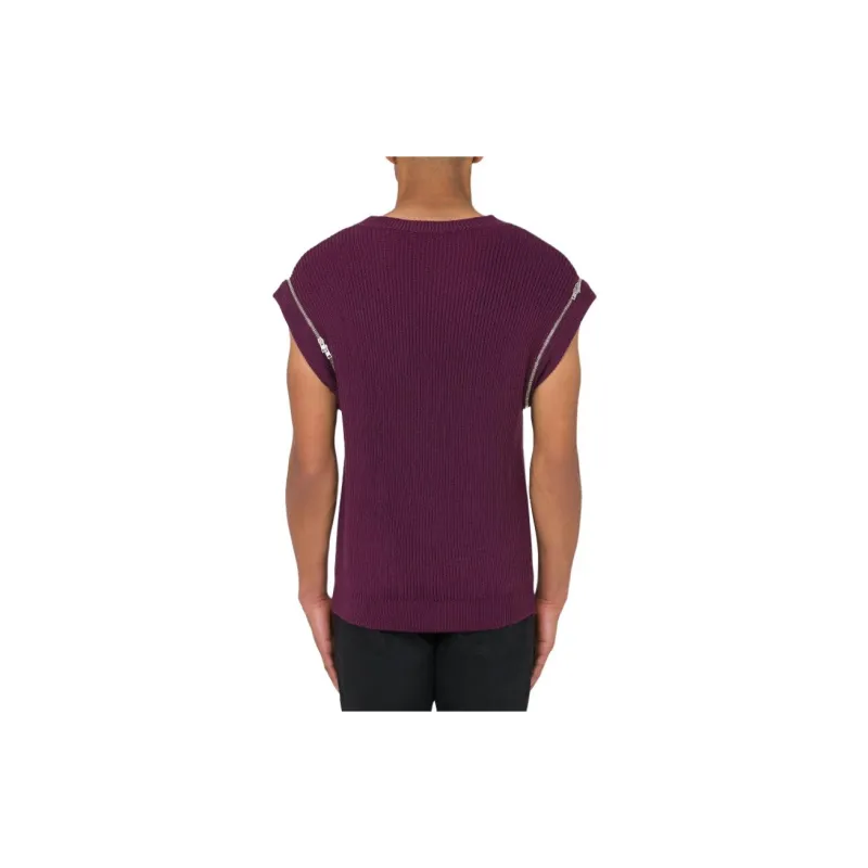 MOSCHINO SS24 Sleeveless Shirt With Zip Knitwear Men's Rose Red-2