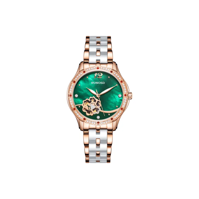 RUNOSD Mechanical Movement Ceramic Strap Watch Women's Watch White Dial-13