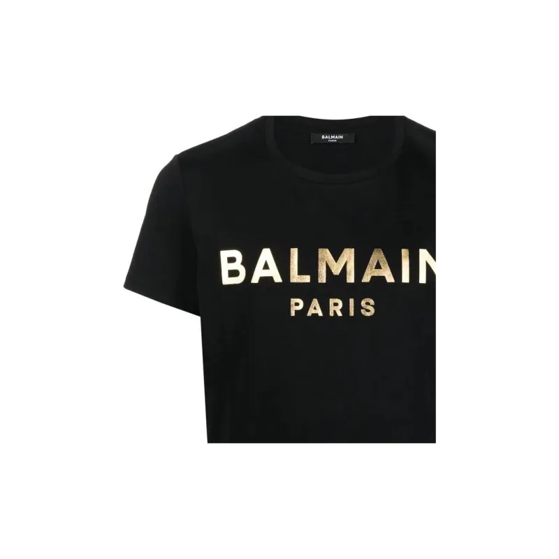 BALMAIN Logo Printed Crewneck T Shirt-4
