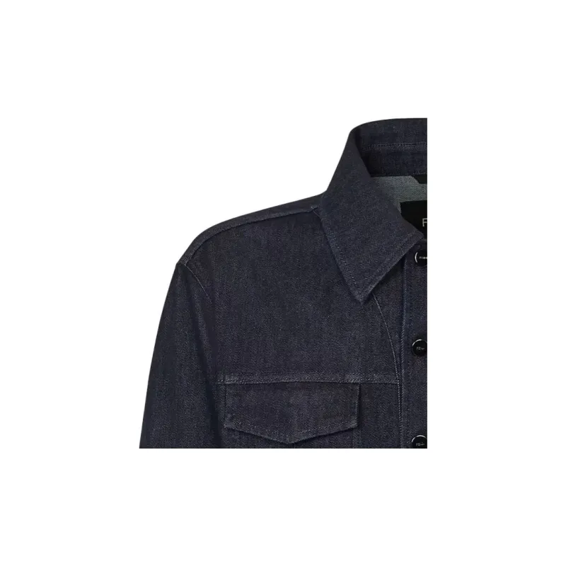 FENDI Logo Monogram Detailed Denim Jacket-3
