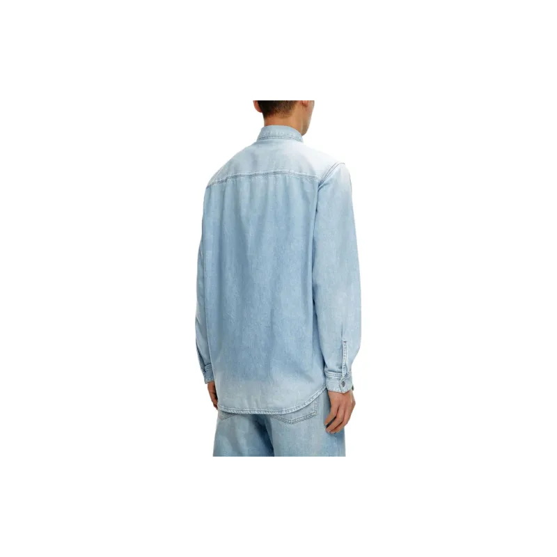 DIESEL Logo Embroidered Long Sleeved Denim Shirt-3