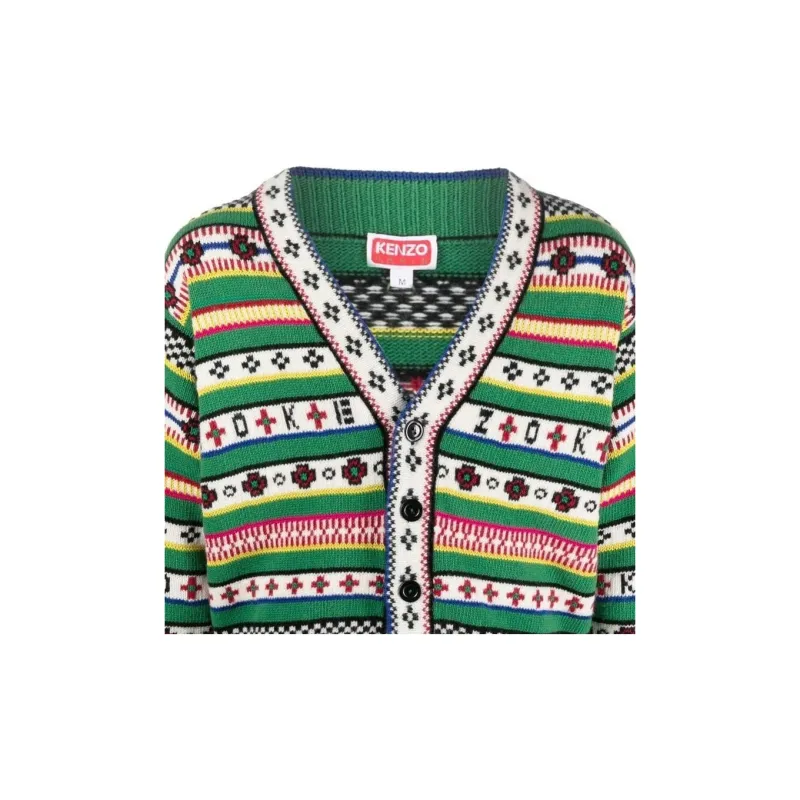 KENZO Logo Jacquard Knit Cardigan-4
