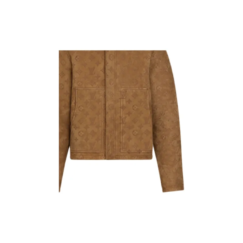 LOUIS VUITTON Leather Jacket Men's Brown-5
