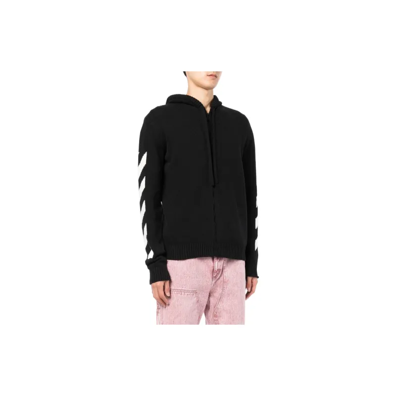 OFF WHITE Diagonal Knit Zip Hoodie-4