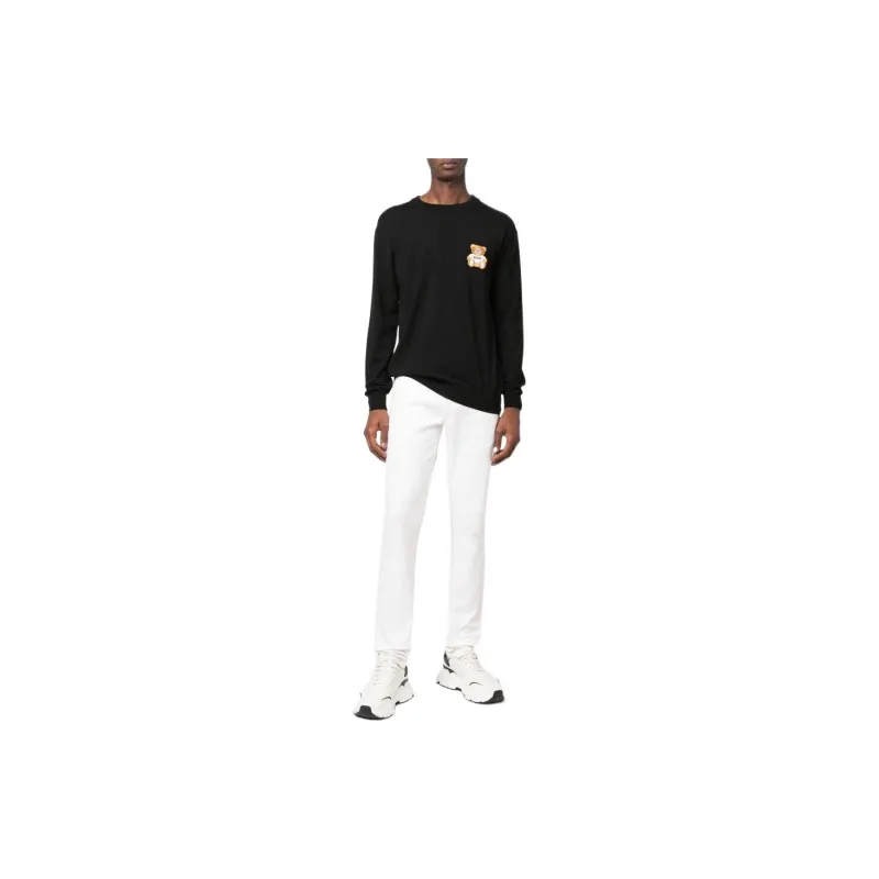 MOSCHINO Teddy Bear Patch Crewneck Knitted Jumper-1
