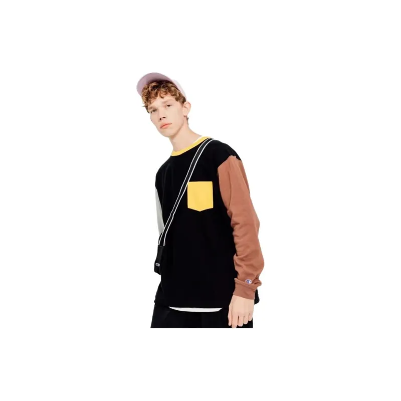 Champion T Shirt Japan Version Unisex Black Patchwork-3