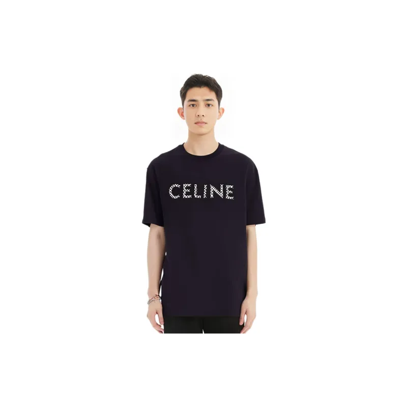 CELINE Loose T Shirt In Cotton Jersey With Studs-5