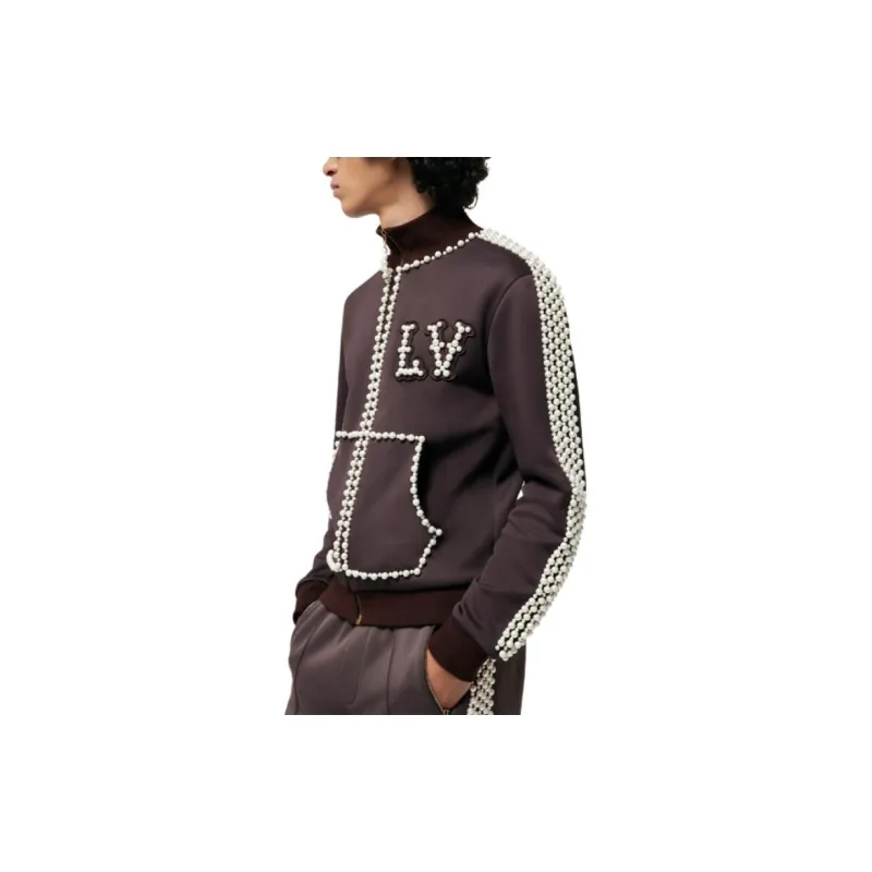 LOUIS VUITTON Technical Cotton Track Top Embellished With Pearls-2