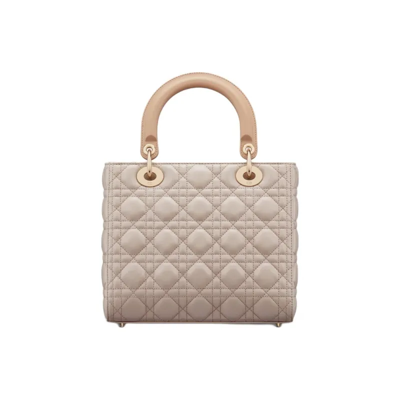 DIOR Lady Dior Cangrid Lambskin Shoulder Bag, Crossbody Bag, Handbag Medium Size Women's Cookie & Trench Coat Beige-3