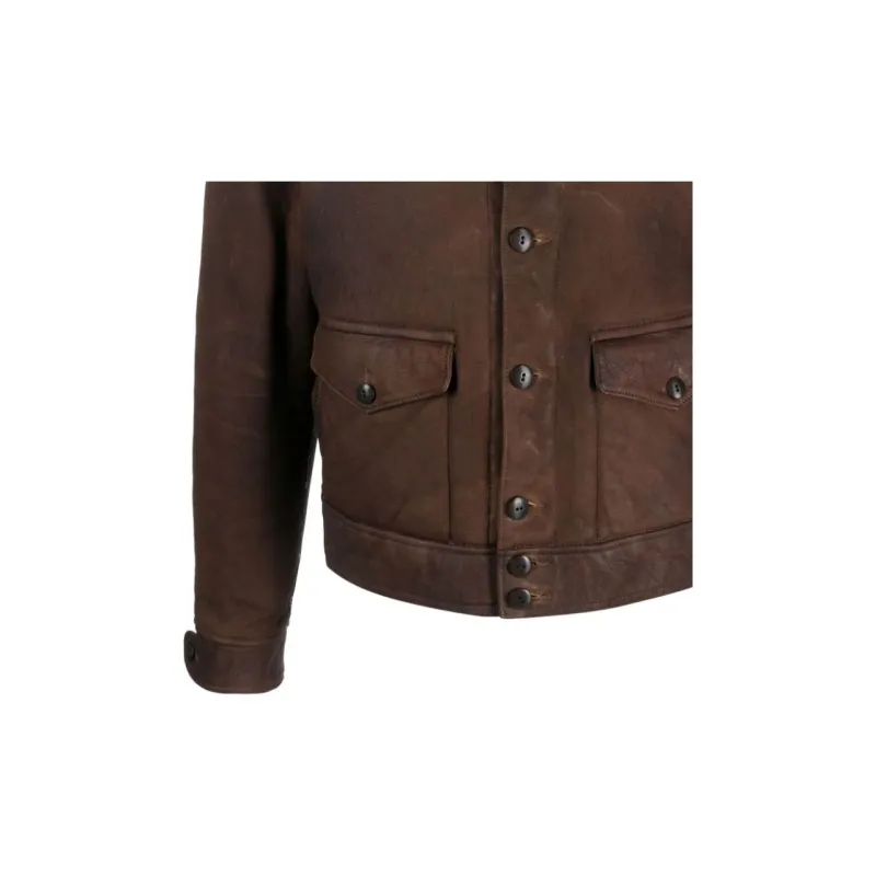 Polo Ralph Lauren Leather Jacket Men's Umber-5
