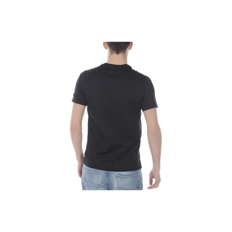 EMPORIO ARMANI Logo Label Solid Color Crew Neck Short Sleeved T Shirt T Shirt Men's Black-4