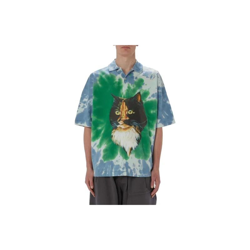 JW Anderson Tie Dye Cat Printed Polo Shirt-1
