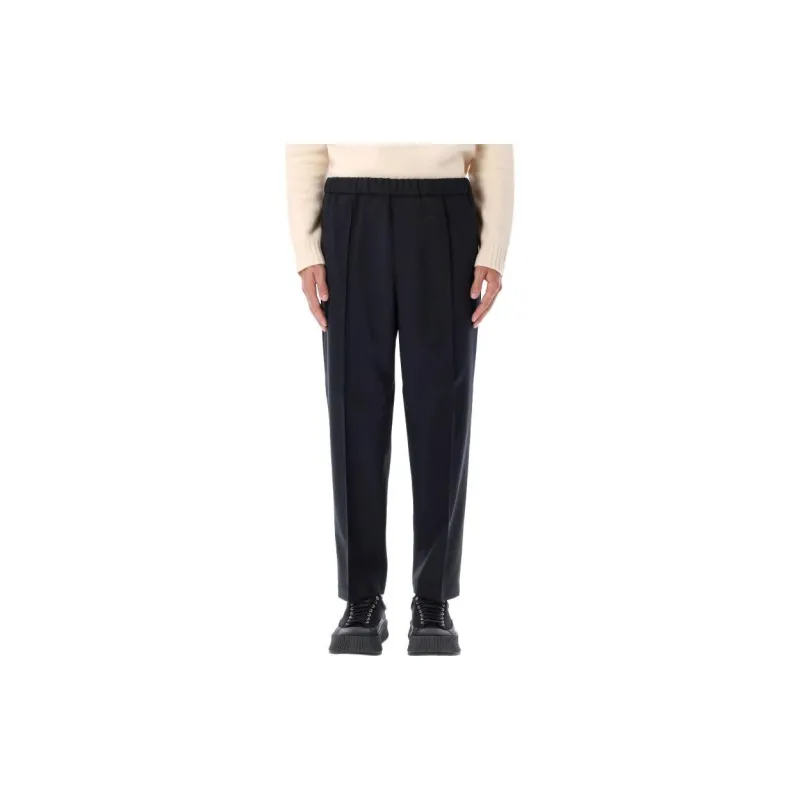 JIL SANDER Elastic Drawstring Waist Gabardine Trousers-3