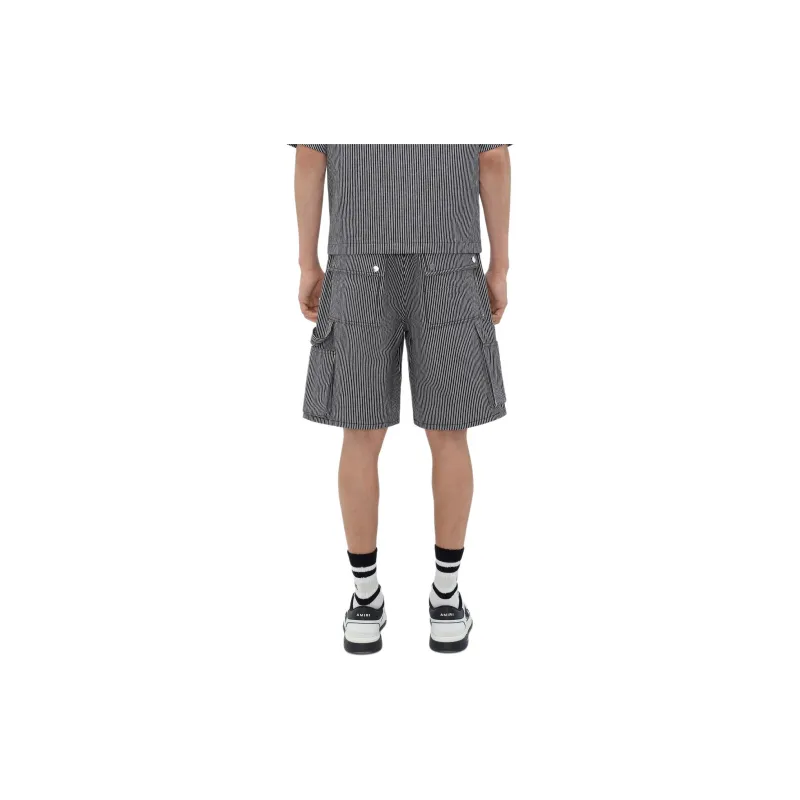 AMIRI Striped Denim Carpenter Short Denim Shorts Men's Black-2
