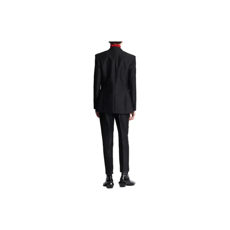 BALMAIN Mini Monogram print Satin Blazer-2