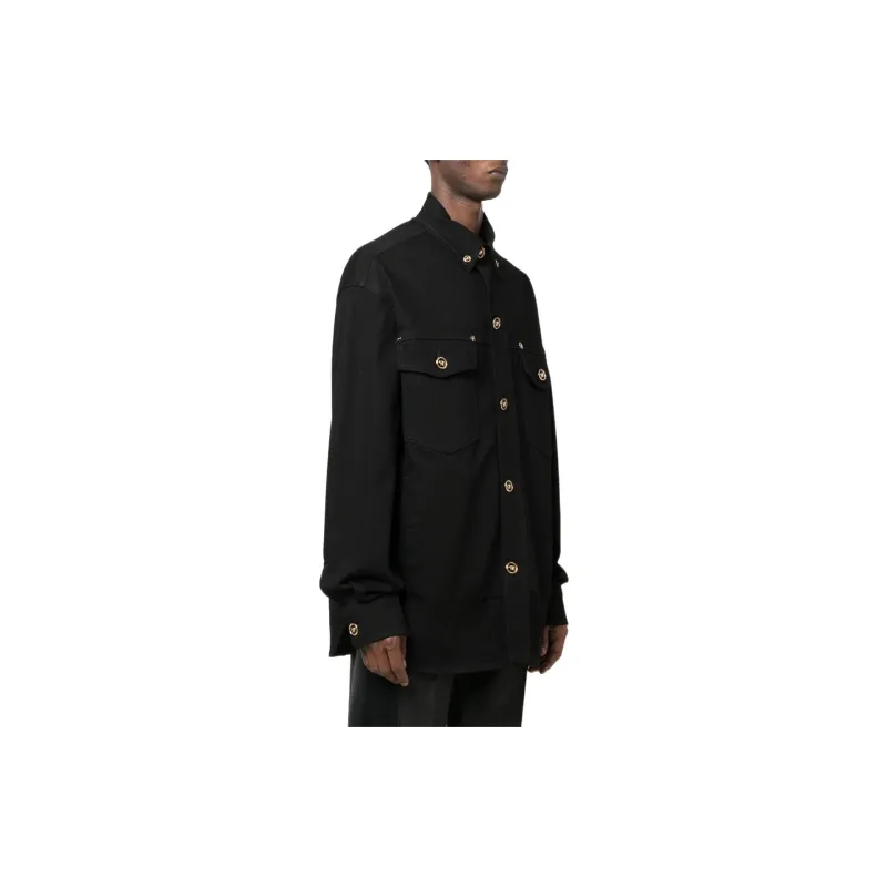 VERSACE Button-Up Long Sleeved Denim Jacket-4