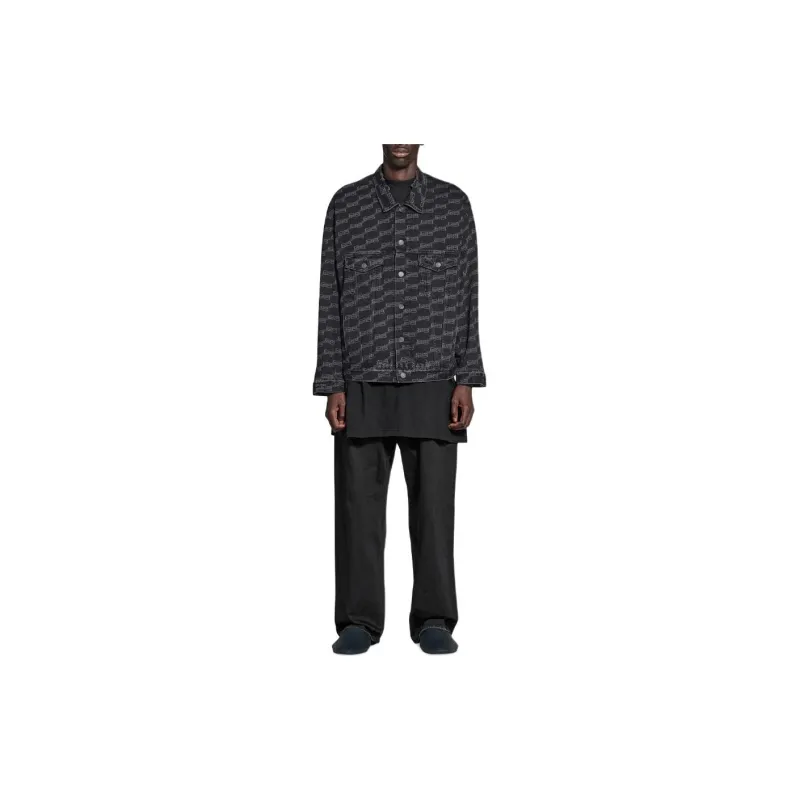 Balenciaga Denim Jacket Loose Fit Unisex Black-2
