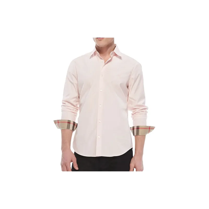Burberry Mens Point Collar Single-Breasted Long-Sleeve Shirt Light Pink-2