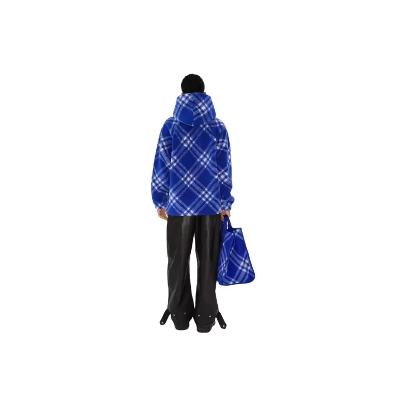 Burberry Check Pattern Faux Shearling Hoodie-3