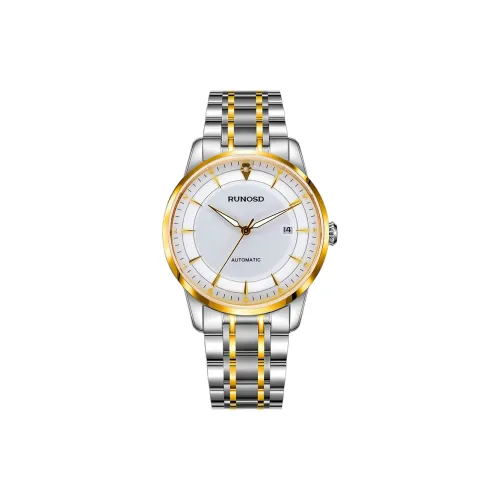 RUNOSD Mechanical Movement Stainless Steel Watchband Watch Men's Watches White Dial
