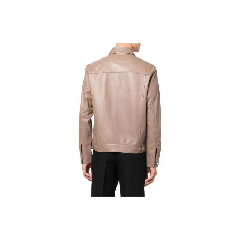 THEORY Leather Jackets Men Khaki-2